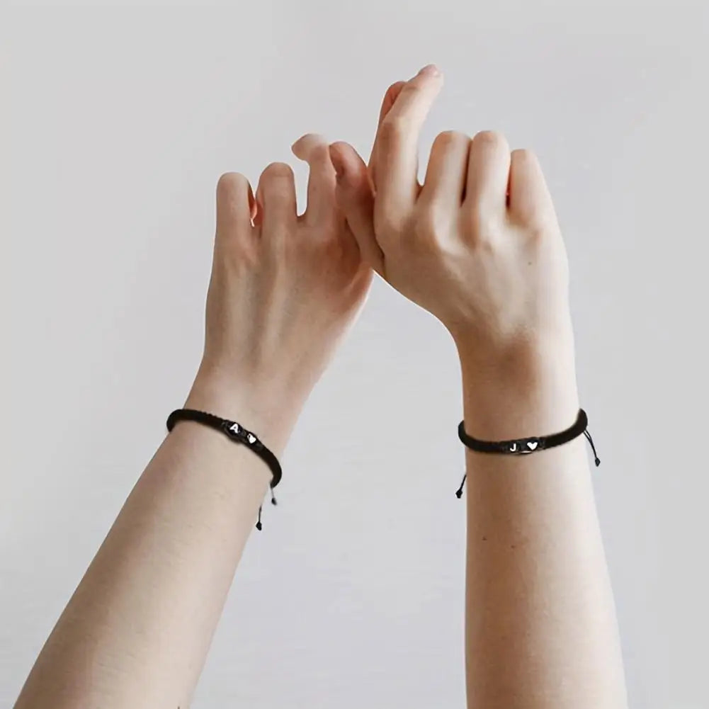 26 Letters Initial Heart Bracelets Handmade Adjustable A-Z Name Braided Bracelets for Women Men Friendship Jewelry Gifts