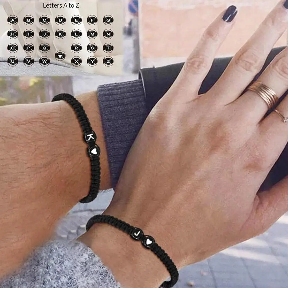 26 Letters Initial Heart Bracelets Handmade Adjustable A-Z Name Braided Bracelets for Women Men Friendship Jewelry Gifts