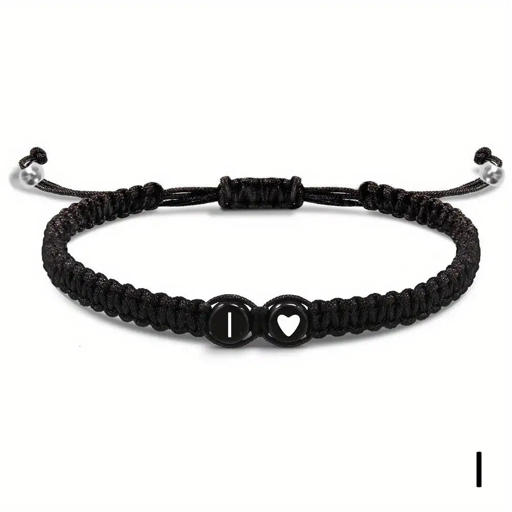 26 Letters Initial Heart Bracelets Handmade Adjustable A-Z Name Braided Bracelets for Women Men Friendship Jewelry Gifts