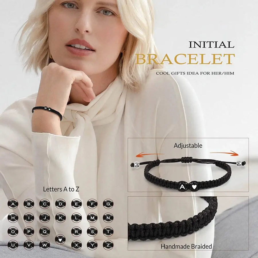 Pulsera Inicial Trenzada con Corazón