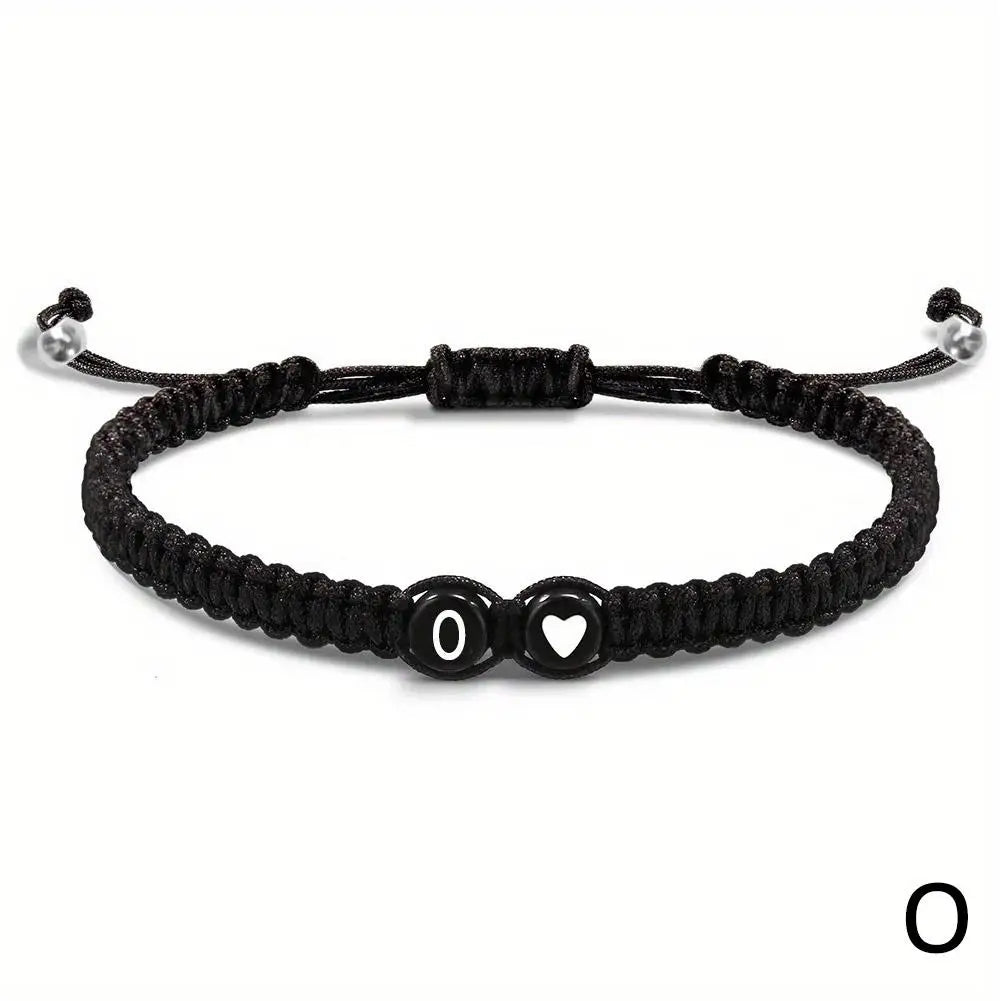 26 Letters Initial Heart Bracelets Handmade Adjustable A-Z Name Braided Bracelets for Women Men Friendship Jewelry Gifts