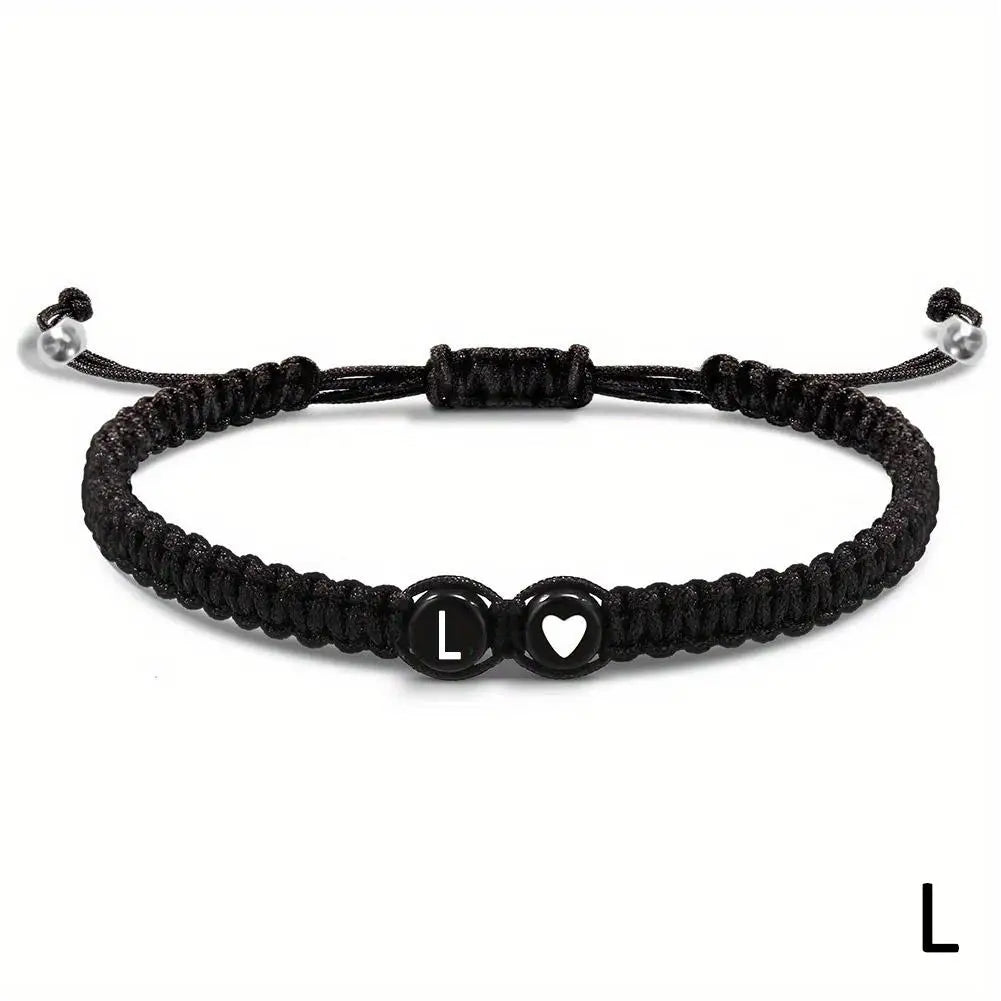 26 Letters Initial Heart Bracelets Handmade Adjustable A-Z Name Braided Bracelets for Women Men Friendship Jewelry Gifts