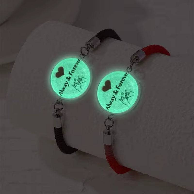 Romantic Luminous Sun Moon Couple Bracelets for Women Men Handmade Braided Rope Matching Bracelet Charms Lover Jewelry Gifts