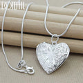 925 Sterling Silver Photo Frame Pendant Necklace 18/20/22/24 Inch Snake Chain for Woman Charm Wedding Fashion Jewelry