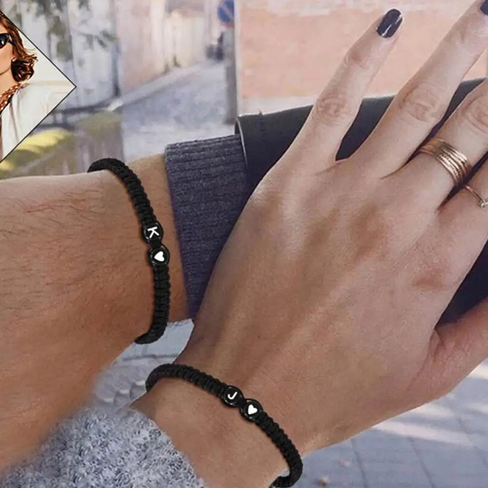 26 Letters Initial Heart Bracelets Handmade Adjustable A-Z Name Braided Bracelets for Women Men Friendship Jewelry Gifts