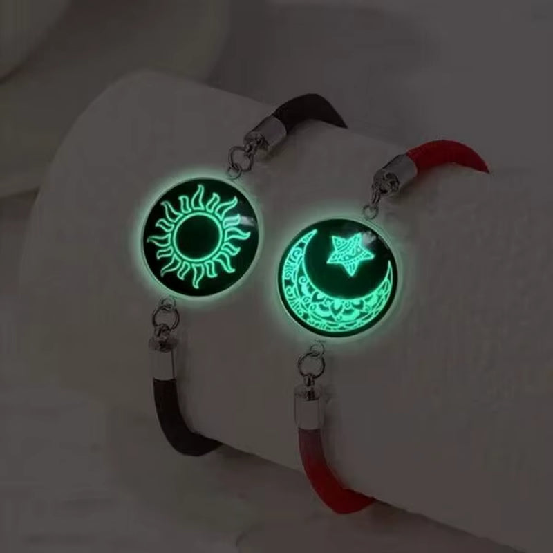 Romantic Luminous Sun Moon Couple Bracelets for Women Men Handmade Braided Rope Matching Bracelet Charms Lover Jewelry Gifts