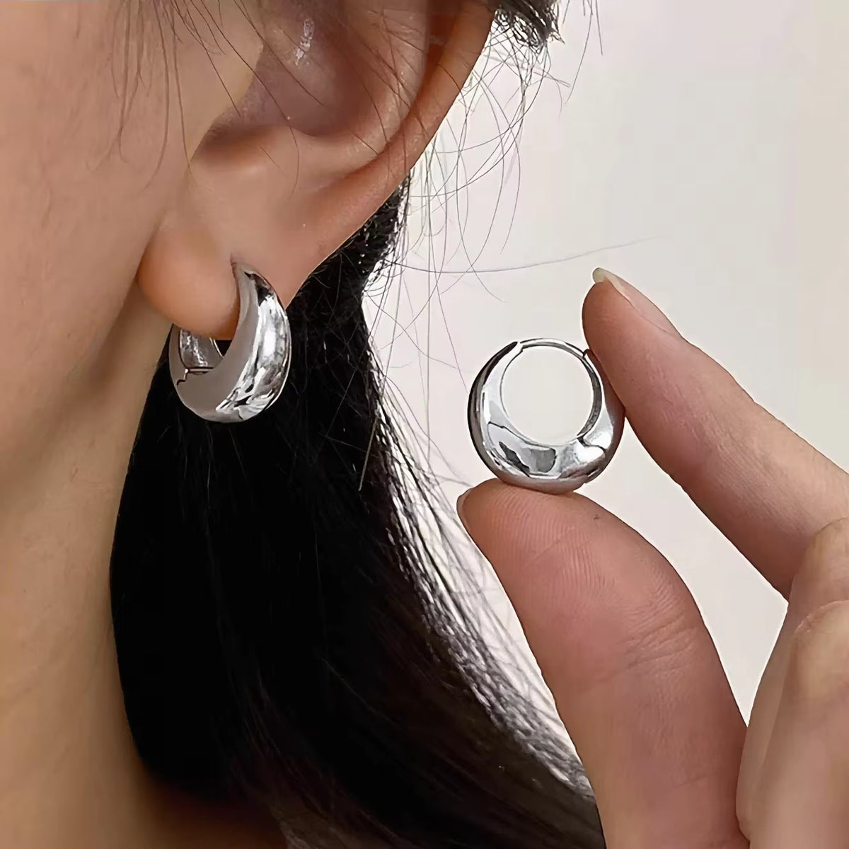 Fashion Stainless Steel Chunky Knot Earrings for Women Vintage Simple Multi-Layer Circle round Drop Earrings Punk Jewelry Gifts
